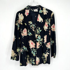 Vtg Floral Blazer Womens S Cottagecore Peasant Feminine Twee 90s Double Breasted